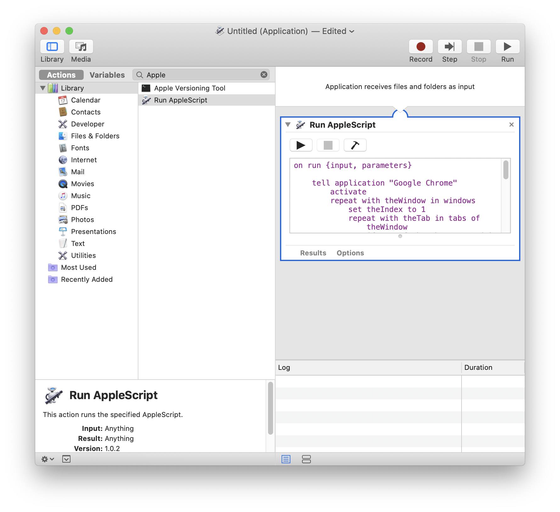 Application with pasted code